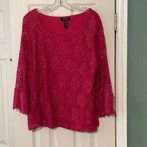 New York & Company Fuchsia Lace Blouse 2x
